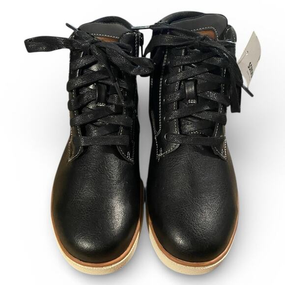 Sonoma Boots Boys Size 5 Black Brown Leather Lace Up NEW Tags - Picture 6 of 10